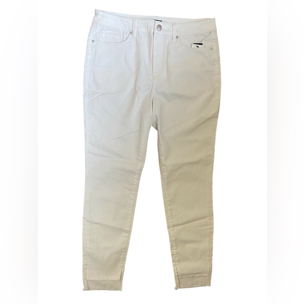 AFRM white high rise fringed cropped jeans